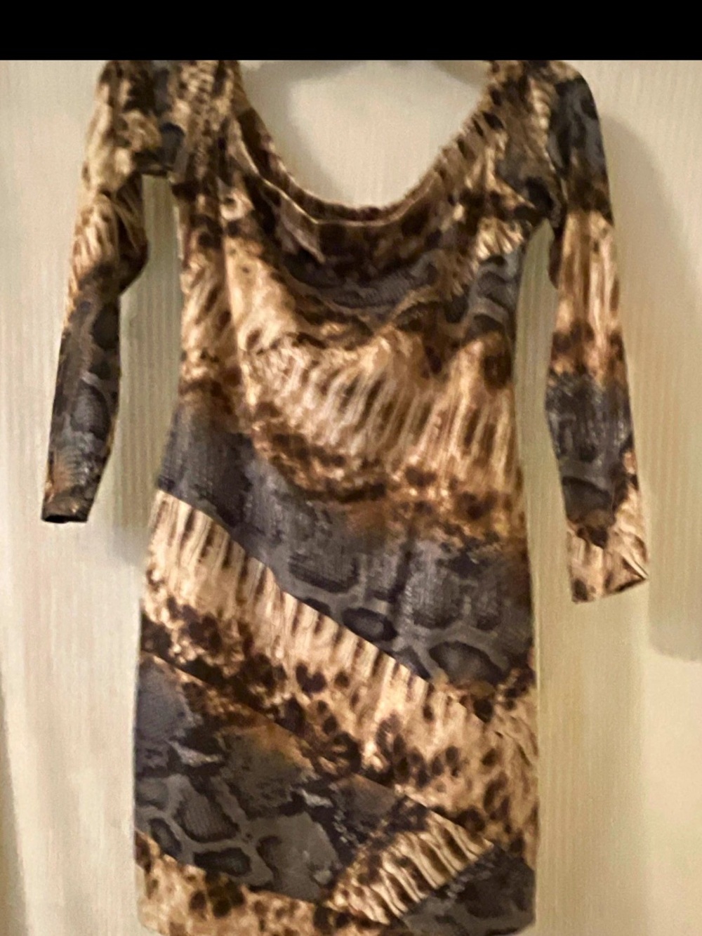 Charlotte Russe Brown & Gray Long Sleeve Cowl Neck Dress